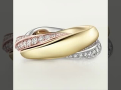 Trinity Ring Semi-paved 18K Yellow/White/Rose Gold Ring Customization Women's Ring