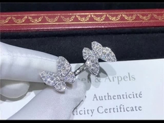 18K White Gold Custom Brand Butterfly Ring With 70 Diamonds