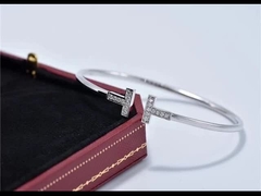 18K Gold White Gold Ankle Bracelets / Tif fany T Wire Bracelet With Diamonds